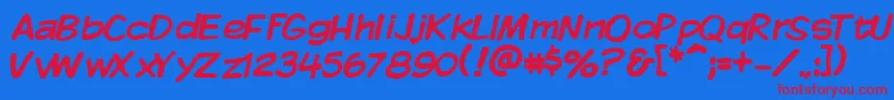 Czcionka Vtckomixationregular – czerwone czcionki na niebieskim tle