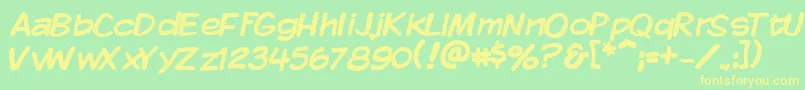 Vtckomixationregular-Schriftart – Gelbe Schriften auf grünem Hintergrund