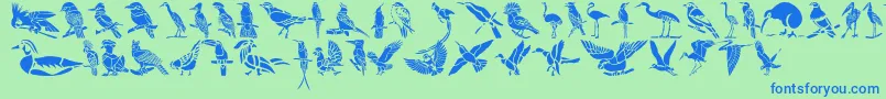 Czcionka HffBirdStencil – niebieskie czcionki na zielonym tle