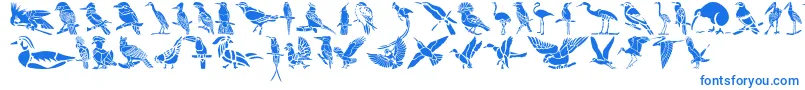 HffBirdStencil-Schriftart – Blaue Schriften auf weißem Hintergrund