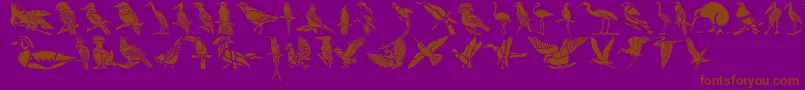 フォントHffBirdStencil – 紫色の背景に茶色のフォント