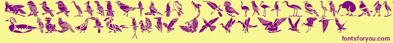 HffBirdStencil-fontti – violetit fontit keltaisella taustalla