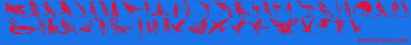 Czcionka HffBirdStencil – czerwone czcionki na niebieskim tle