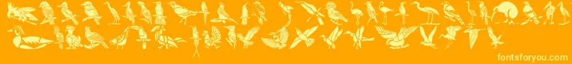 Fonte HffBirdStencil – fontes amarelas em um fundo laranja