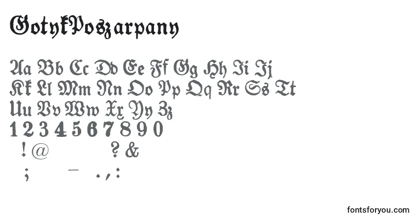 A fonte GotykPoszarpany – alfabeto, números, caracteres especiais