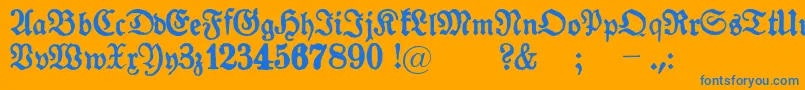 GotykPoszarpany Font – Blue Fonts on Orange Background