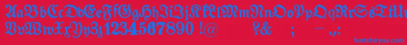 GotykPoszarpany Font – Blue Fonts on Red Background