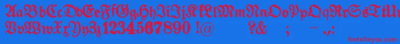 GotykPoszarpany Font – Red Fonts on Blue Background