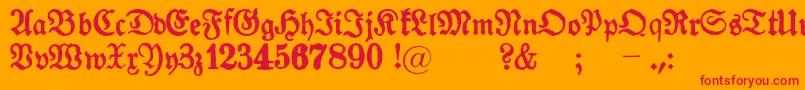 GotykPoszarpany Font – Red Fonts on Orange Background