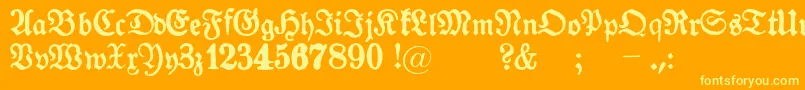 フォントGotykPoszarpany – オレンジの背景に黄色の文字