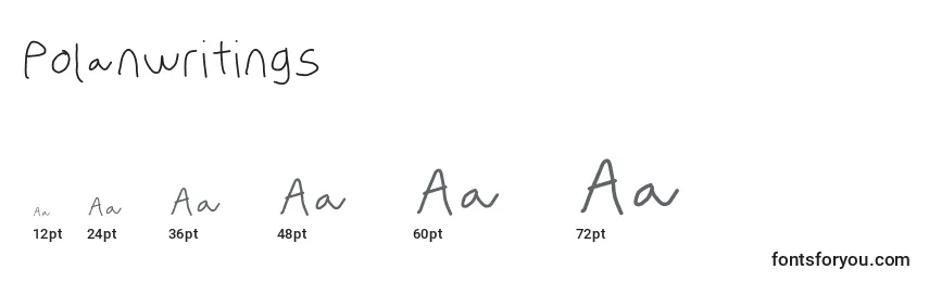 Размеры шрифта Polanwritings
