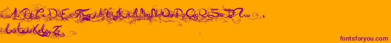Arabia-Schriftart – Violette Schriften auf orangefarbenem Hintergrund
