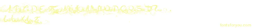 Arabia-Schriftart – Gelbe Schriften auf weißem Hintergrund