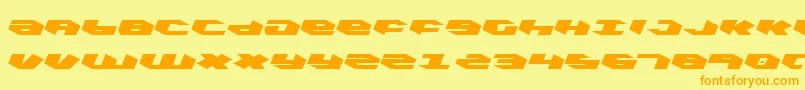 KubrickLeftalic-Schriftart – Orangefarbene Schriften auf gelbem Hintergrund