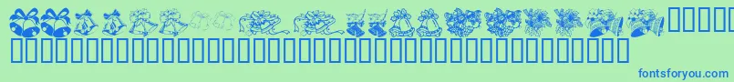 KrChristmasBells Font – Blue Fonts on Green Background