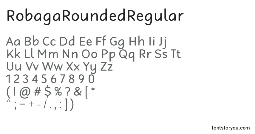 A fonte RobagaRoundedRegular – alfabeto, números, caracteres especiais
