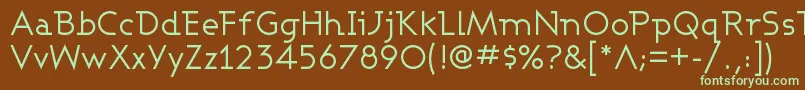 フォントAshbyBook – 緑色の文字が茶色の背景にあります。