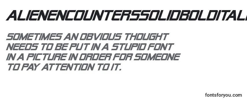 Review of the AlienEncountersSolidBoldItalic Font
