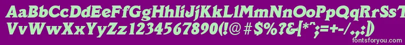 VeracruzserialHeavyItalic Font – Green Fonts on Purple Background