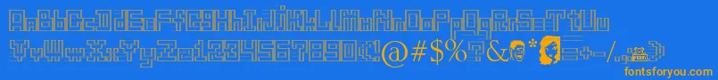 Gangofsipirok Font – Orange Fonts on Blue Background