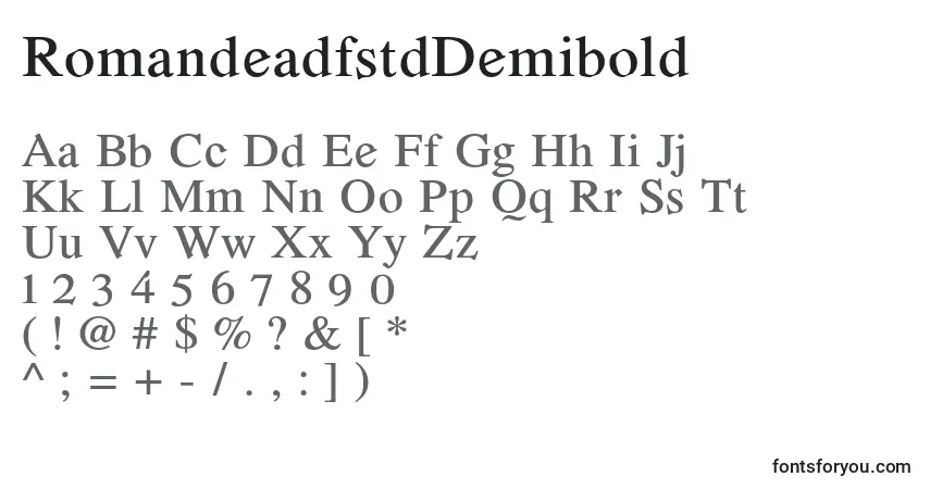 Шрифт RomandeadfstdDemibold (112608) – алфавит, цифры, специальные символы