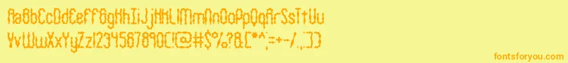 フォントWigglySquigglyBrk – オレンジの文字が黄色の背景にあります。