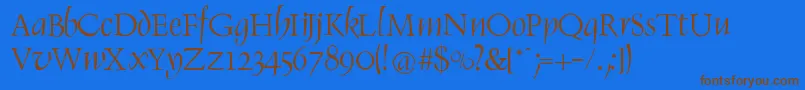 RenaissItalic-Schriftart – Braune Schriften auf blauem Hintergrund