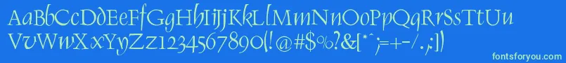 RenaissItalic Font – Green Fonts on Blue Background