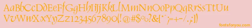 RenaissItalic-Schriftart – Orangefarbene Schriften auf rosa Hintergrund
