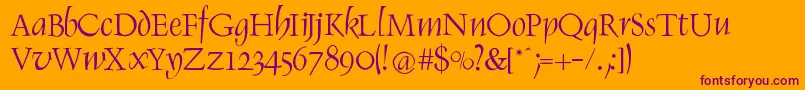 Weitere Informationen zur RenaissItalic-Schriftart RenaissItalic-Schriftart – Violette Schriften auf orangefarbenem Hintergrund