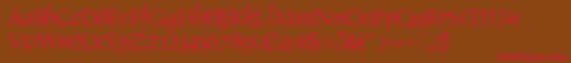 Weitere Informationen zur RenaissItalic-Schriftart RenaissItalic-Schriftart – Rote Schriften auf braunem Hintergrund