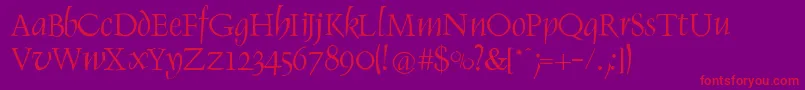RenaissItalic-Schriftart – Rote Schriften auf violettem Hintergrund