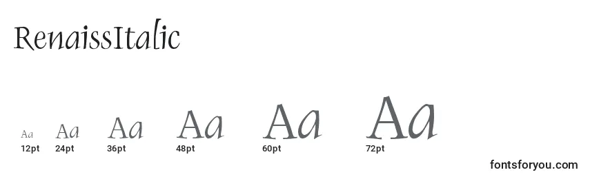 Размеры шрифта RenaissItalic