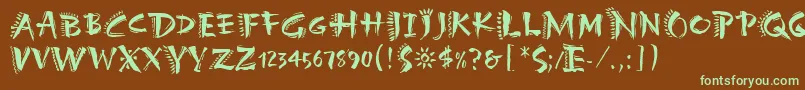 Czcionka CarumbaHotCapsLetPlain.1.0 – zielone czcionki na brązowym tle