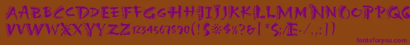 CarumbaHotCapsLetPlain.1.0 Font – Purple Fonts on Brown Background