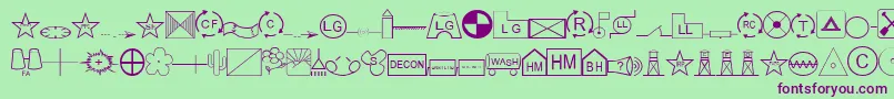 Шрифт EsriSds1.951 – фиолетовые шрифты на зелёном фоне