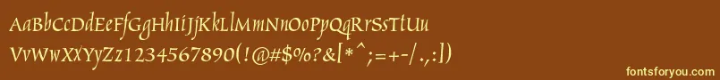 Arthurc-fontti – keltaiset fontit ruskealla taustalla