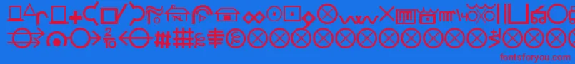 フォントHobosign – 赤い文字の青い背景