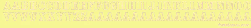 BoneyardArmy-fontti – vaaleanpunaiset fontit keltaisella taustalla