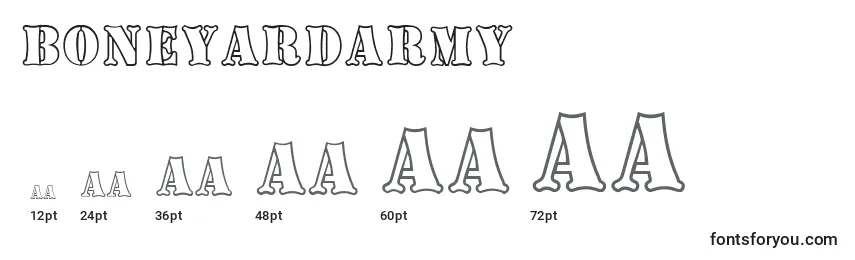 BoneyardArmy Font Sizes