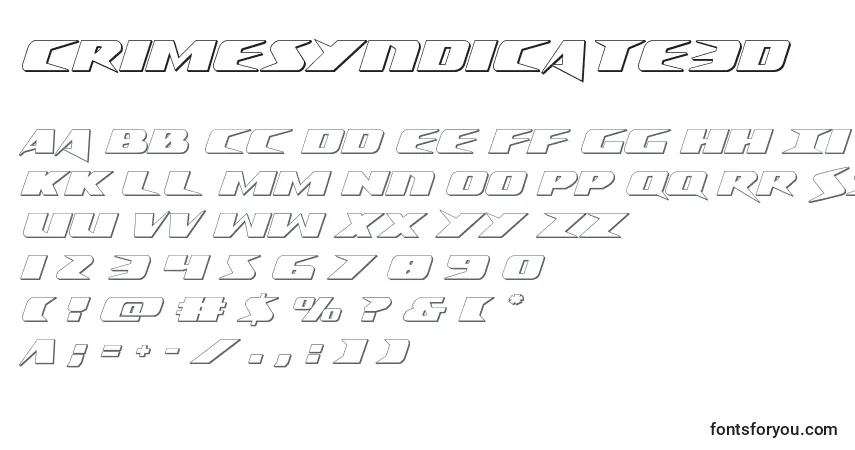 Schriftart Crimesyndicate3D – Alphabet, Zahlen, spezielle Symbole