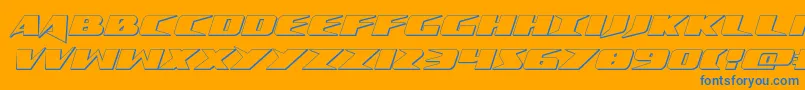 Crimesyndicate3D-Schriftart – Blaue Schriften auf orangefarbenem Hintergrund