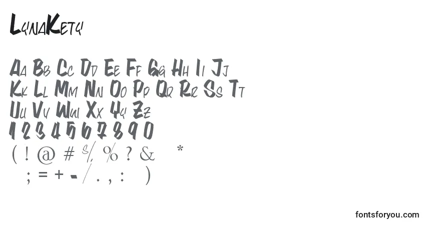 Шрифт LynaKety – алфавит, цифры, специальные символы