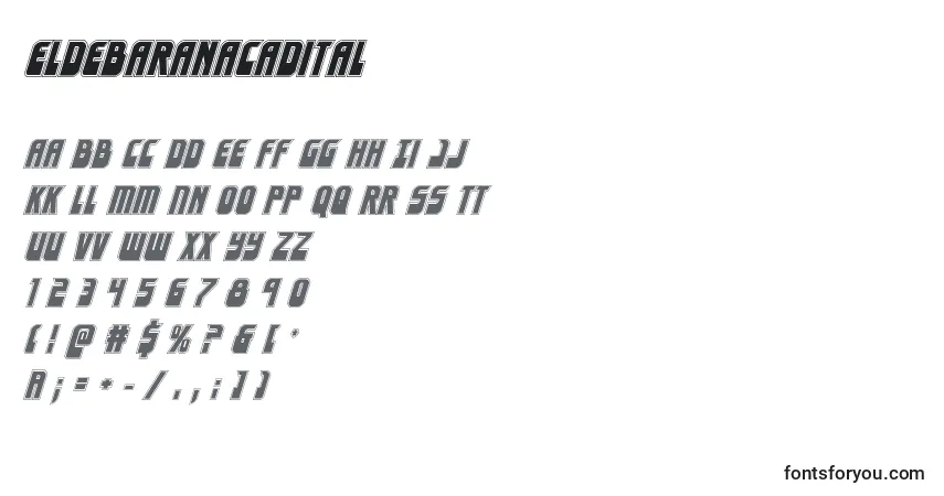 Schriftart Eldebaranacadital – Alphabet, Zahlen, spezielle Symbole