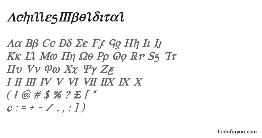 Achilles3bolditalフォント–アルファベット、数字、特殊文字