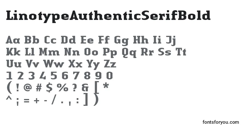A fonte LinotypeAuthenticSerifBold – alfabeto, números, caracteres especiais
