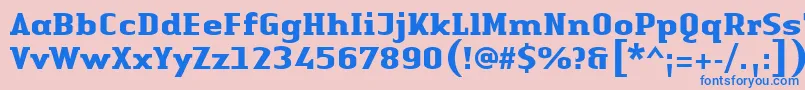 LinotypeAuthenticSerifBold-Schriftart – Blaue Schriften auf rosa Hintergrund