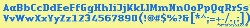 Fonte LinotypeAuthenticSerifBold – fontes azuis em um fundo amarelo