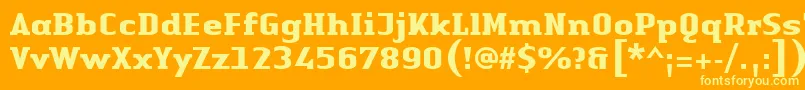 LinotypeAuthenticSerifBold-fontti – keltaiset fontit oranssilla taustalla