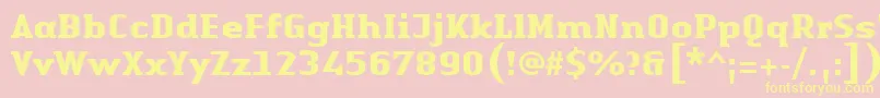 LinotypeAuthenticSerifBold-Schriftart – Gelbe Schriften auf rosa Hintergrund